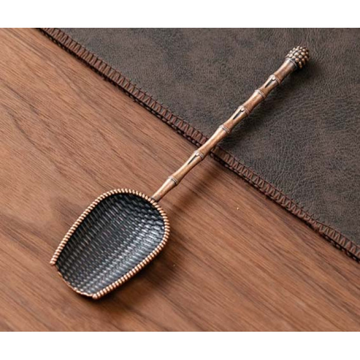 Tea spoon for tea ceremony "Bamboo handle" color copper