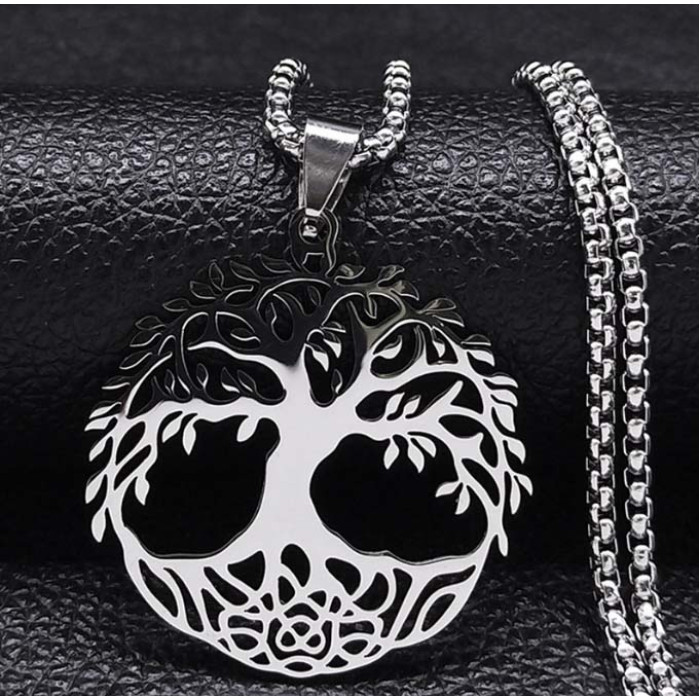 Talisman Tree of Life white metal with a 60cm chain.