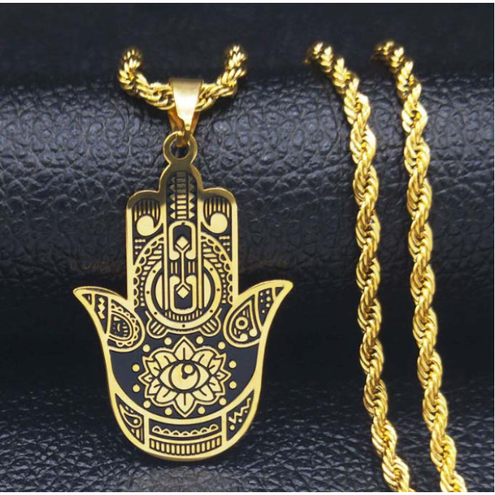 Hamsa yellow metal with a chain 60 cm.