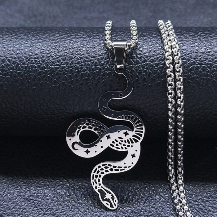 Talisman Snake white metal with a 60cm chain.