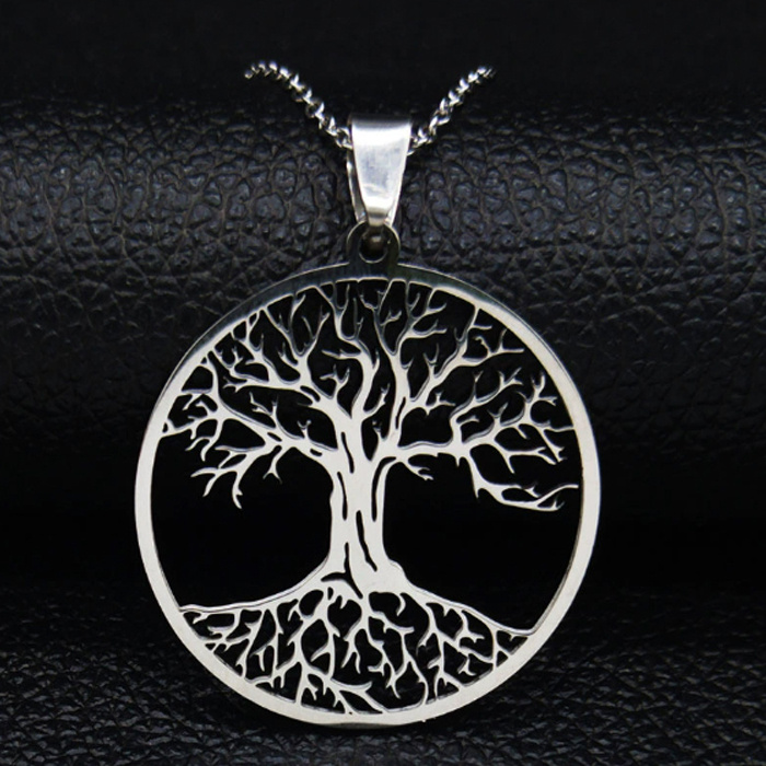 Talisman Tree of Life white metal with a 60cm chain.