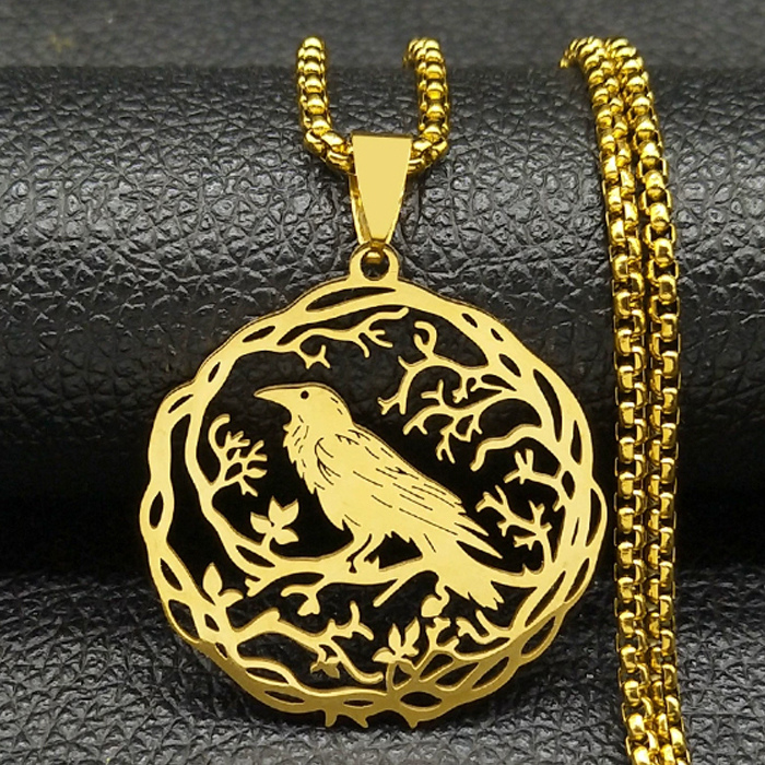 Talisman Raven yellow metal with a 60cm chain.