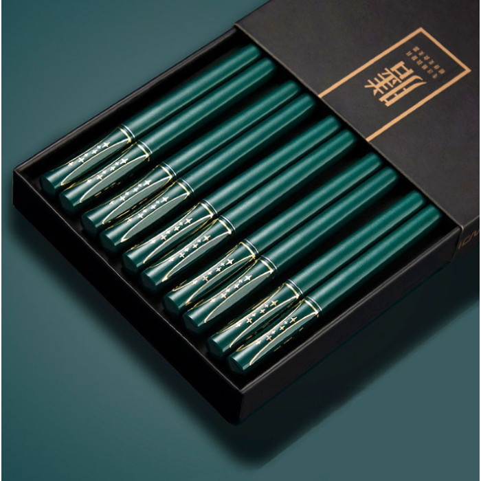 Chopsticks U.SEMO set 10 pairs Green stars Plastic