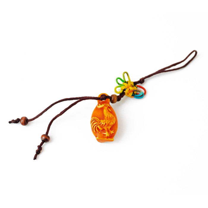 Keychain Feng Shui Hotei Rooster plastic